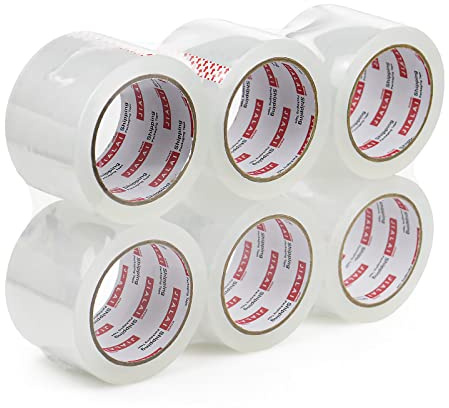 JIALAI HOME 3 Heavy Duty Packing Tape 6 Rolls, Total 360Y - 3 inch x 65 Yards, 2.4 mil Thick, Clear 3 Inch Wide Packaging Tape for Shipping, Mailing, Moving & Storage