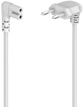 Hama Netzkabel 2 polig (Euro Netzkabel abgewinkelt beidseitig, TV Stromkabel 3 m, Kaltgerätestecker Doppelnut/C7, Kabel für Fernseher, Laptop, Monitor, PS4, PS5, PC, Netzteile, Drucker, Radio) weiß