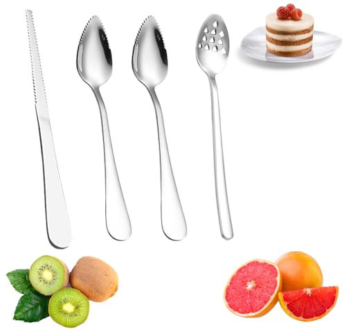 Grapefruitlöffel Aus Edelstahl,Löffel Mit Löchern,Grapefruitmesser Mit Titanbeschichtung,Kiwi Spoon,Löffel Mit Zacken,Plastic Fruchtlöffel,Fruit Peeler Cutter Spoon,Gezackte Kanten Löffel,Kiuiom
