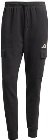 Adidas Men's Essentials FEELCOZY French Terry Pant Cuffed, Black/White, S