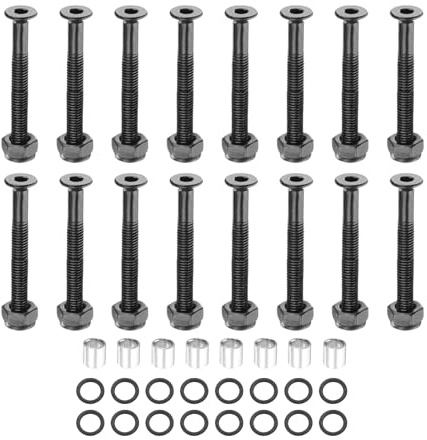 PATIKIL Skateboard Hardware Kit, Includes 16pcs 1-1/8 Desk Mounting Screws 16pcs Axle Nuts 8pcs Spacers 16pcs Washers for Skateboard Truck Wheel, Black