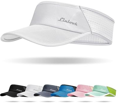 Linlook Sun Visor Hat for Men & Women | Lightweight Breathable Mesh, Stretchy Foldable Cooling Sports Visor Hat for Running, Golf, Tennis, Hiking White