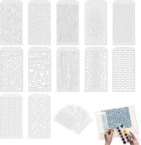 12 Plantillas Para Pintar Reutilizables,Stencil da Disegno per Pintura,Plantillas para Pintar - Kit de Plantillas Reutilizables - 12 Piezas - 22 x 11 cm - Flexibles y Duraderas