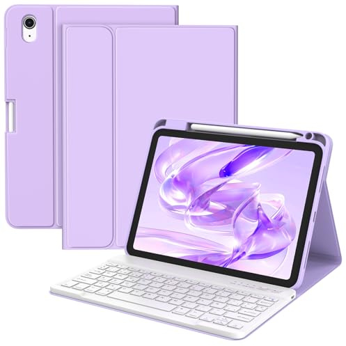 BQSS Teclado for iPad 11ª Generación A16 2025/10ª Generación 2022, QWERTY Español Ñ, Desmontable Bluetooth Magnéticamente Teclado para iPad 10/11 Gen(Púrpura)