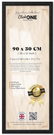 Click One Panoramic Photo Frame 90 X 30 cm Wall Mounted Picture And Document Display For Certificates Portraits Anniversaries Birthdays Weddings Home Office Decor Black With Secure Mounts