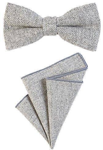 DonDon Noeud papillon homme 12 x 6 cm avec pochette de costume colorée assortie 23 x 23 cm tous deux en coton look Tweed à carreaux