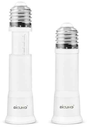 DiCUNO E27 Portalampada 8-10 CM extension, E27 Prolunga per presa lampada standard, Estensione della lampadina, Adattatore per portalampada, Pacchetto di 2