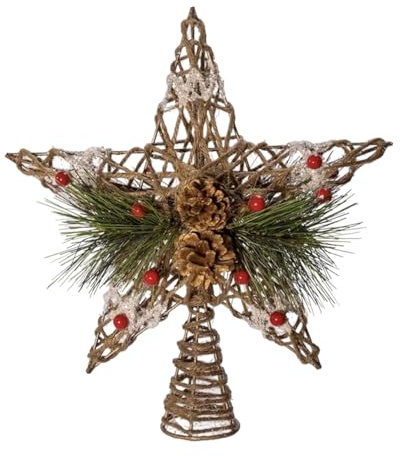 Kurt Adler 11-Inch Natural Star with Pinecones Treetop