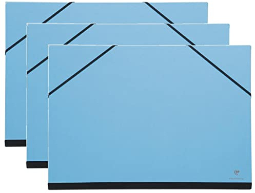 CLAIREFONTAINE Lot de 3 Cartons à Dessin 26x33cm Turquoise