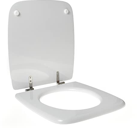 Tapa de inodoro diseñada para globo Stone 45 de madera de poliéster con cremallera inoxidable - Color: blanco - Cierre: normal