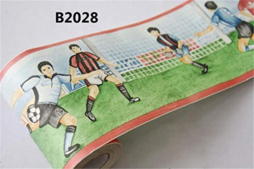 WYLNEP Bordo di carta da parati per calcio, decorazione da parete, rimovibile, adesivo impermeabile in PVC, battiscopa 10 x 1000 cm