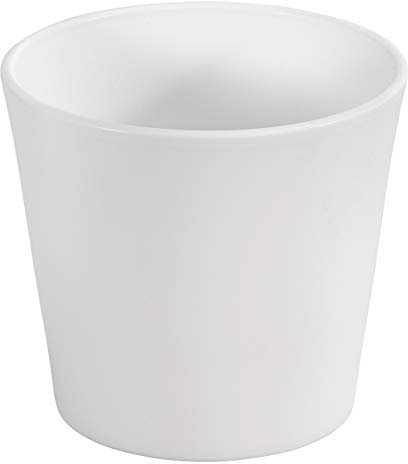 Dehner Übertopf Basic, Ø 26 cm, Höhe 23 cm, Keramik, glasiert, weiß