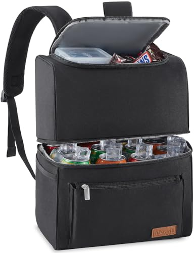 Lifewit Mochila Nevera, Mochila Termica Isotermica Grande, Nevera Portatil Porta Alimentos Doble impermeabilidad, Cooler Bag para Picnic, Playa, Camping, Trabajo, Viajes, Negro, 21L