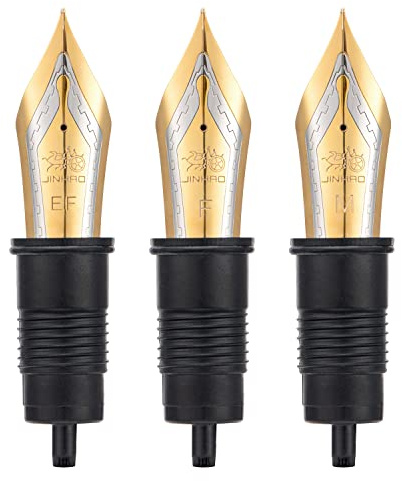 Set mit 3 Stück Jinhao X159, 1935 und 9019 Füllfederhalter-Ersatzspitzen (EF, F und M), goldfarbene Zierteile