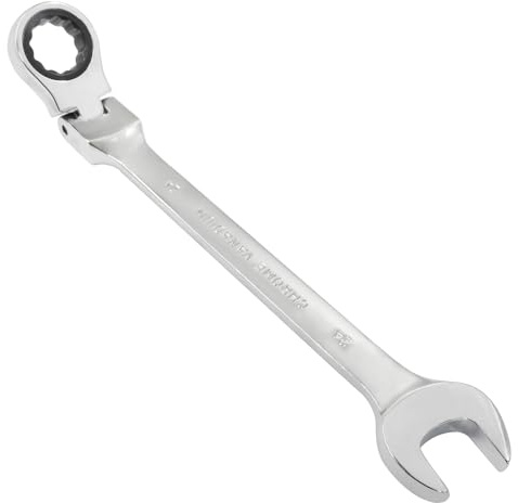 Piutouyar 24mm Flex-Head Ratcheting Wrench, Professional Metric Ratchet Wrench Combination Wrench Box Ended Spanner Tool for Projects Repair(5° Movement and 72 Teeth 12 Point, CR-V)