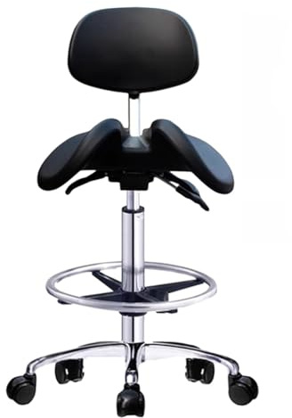 SFKLYU Taburete con Silla De Montar, Silla Rodante con Respaldo, Taburete Ergonómico con Silla De Montar, Altura Ajustable con Reposapiés para El Hogar, Oficina, Salón Dental Y Tienda,XL