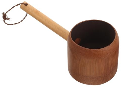 Healeved Wooden Water Ladle Sauna Oak Scoop Bath Water Spoon Japanese Style Water Dipper Bath Scoop Tea Ladle Wood Watering Ladle for Bathroom Sauna House Spa Banya