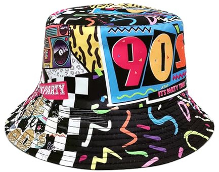 MILAKOO Fiskehattar Bucket Hat Retro 80-tals 90-talet stil moderiktig fiskarhatt unisex reversibel fiskarhatt dubbelsidig solhatt, A2: Retro 90-tal, 55-58