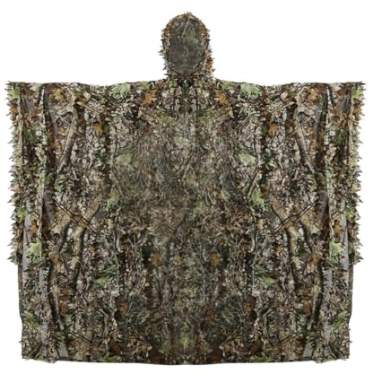 Cape de camouflage, combinaison de chasse camouflage, Cape de camouflage pour observation des oiseaux à effet, Le costume extérieur confortable respirable laisse des vêtements invisibles pour extér