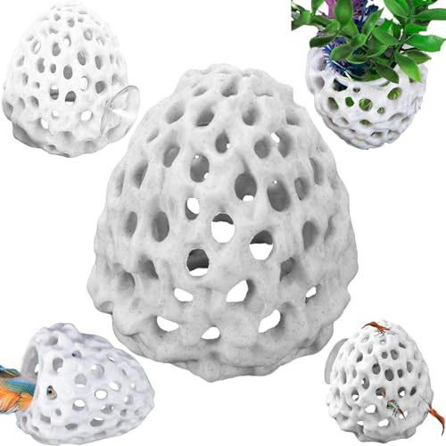 Knowlife Aquarium Höhle Klein - Versteck für Fische und Garnelen mit Saugnapf, Simulation Poröser Korallenstein Cave, Garnelenhaus Tunnel