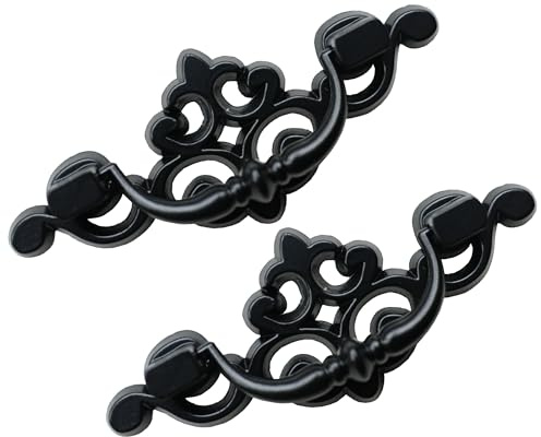 HOUSEHOOK 8 Pack Black Drop Bail Drawer Pulls, 2-1/2 Inch Hole Center Vintage Cabinet Handles for Dresser, Closet, Cupboard Furniture