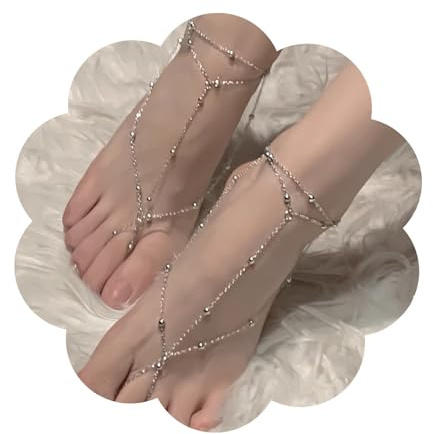 Snuhlzvm Ladies' 14K Gold-Plated Foot Accessories, Multi-Layer Beaded Foot Chains, Fashionable Foot Accessories, Light To Wear, Ladies' Ankle Chains