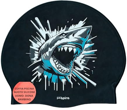 IMSPIRA gorro natacion silicona adulto nino THE SHARK tiburon gorro piscina hombre divertido gorra natacion mujer original entrenamiento intensivo deporte acuatico aguas abiertas aquagym master clubes