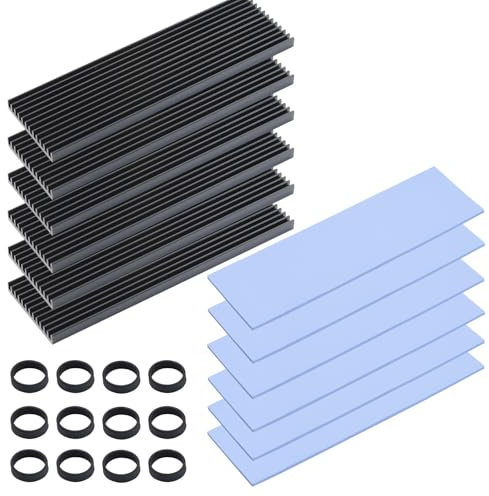 ELUTENG Kylfläns för SSD M.2, 6-pack med kylare av silikon, kylare för 2280 NVMe NGFF, kompatibel med PC/PS5/PS5 Slim – 73 x 33 mm, svart)