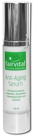 fairvital Anti-Aging Serum, 50ml, mit Hyaluronsäure, Argireline, Commipheroline, Sheabutter und JojobaÖl, feuchtigkeitsspendende Gesichtspflege