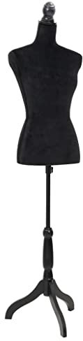 vidaXL Busto Sartoriale Donna Nero in PE Manichino con Supporto Espositore