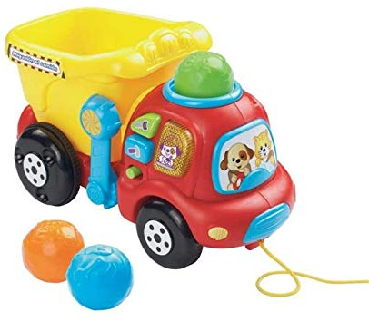 VTech-Baby Miguelón el camión, Remolque Interactivo, Juguete de Arrastre para bebés +12 Meses, Incluye Tres Bolas, Versión ESP