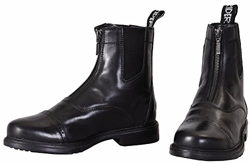 Tuffrider Men's Barouque Front Zip Paddock Boots with Metal Zipper, Black, 8