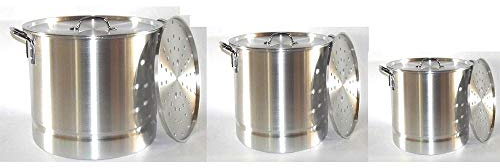 Thaweesuk Shop 3 Big Tamale Steamer Vaporera Stock Pots Premium Thick Aluminum 32QT/40QT/52QT of Set