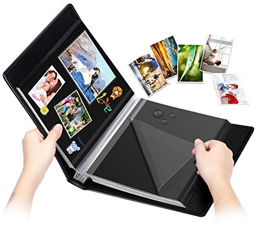 1DOT2 Self-Adhesive Photo Album, 60 Black Pages Self-Stick Page DIY Anniversary Travel Memory Book, Leather Cover, Magnetic Scrapbook Family Album for Christmas, Birthday, Valentine’s Day Gifts