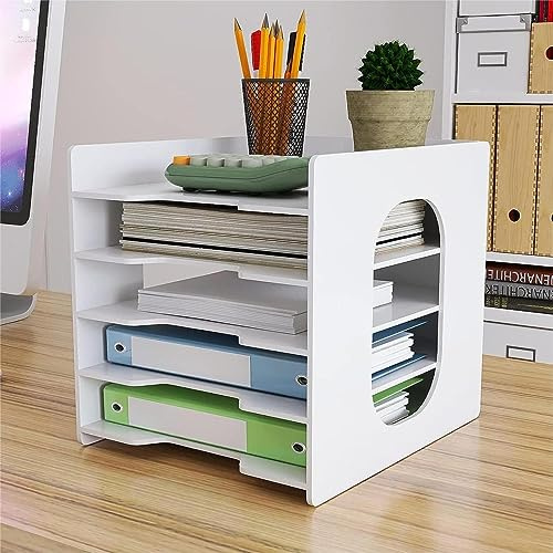 PUNCIA Archivador de Documentos A4 Soporte de papel 5 Bandejas PVC Escritorio Organizador de Archivos Bandeja de Papel Almacenamiento para Oficina Sala de Trabajo Escuela Oficina