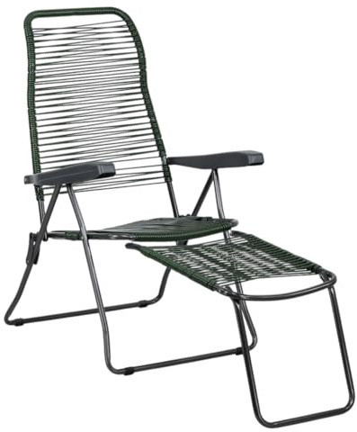 Totò Piccinni Sedia Sdraio STRING cordonata con braccioli con 6 posizioni Made in Italy (Verde, Sdraio Lux Con Prolunga)