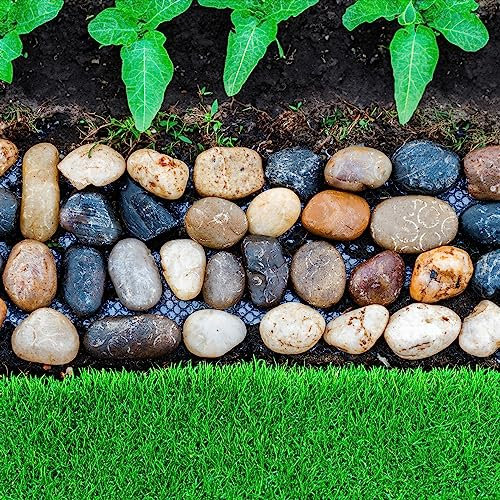 Woodside Pebble Strip Decorative Garden Lawn/Flower Bed Border Edging, Mixed Stone (pack of 8)