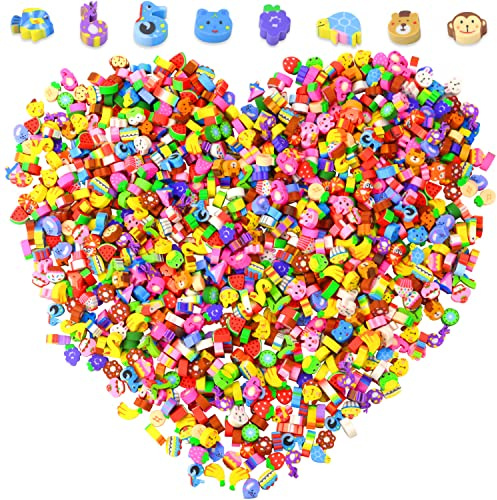 Oomcu 1200 PCS Mini Novelty Erasers,Colored Heart Sea Creature Fruit Vegetable Cake Animal Collection Pencil Eraser for Student Prize Homework Reward Party Favor Gift Filling School Supplies