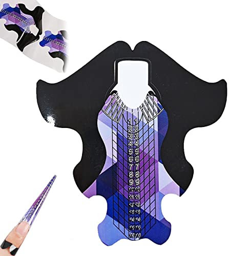 120 Stück Nagelschablonen, Nagelkunst Nagelform Schablone, Nagelverlängerung Modellier-Schablone Selbstklebend für DIY Nagel Gel Nagelspitzen (Goldfisch)