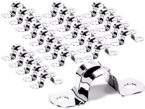 Rohrschellen Edelstahl befestigungsschelle 25 Stück Metall U-Typ Rohrschelle 16mm klein Zweiloch U-förmige Metallschellen für Befestigung der Gasrohre Wasserrohre und Kabeln (M16)