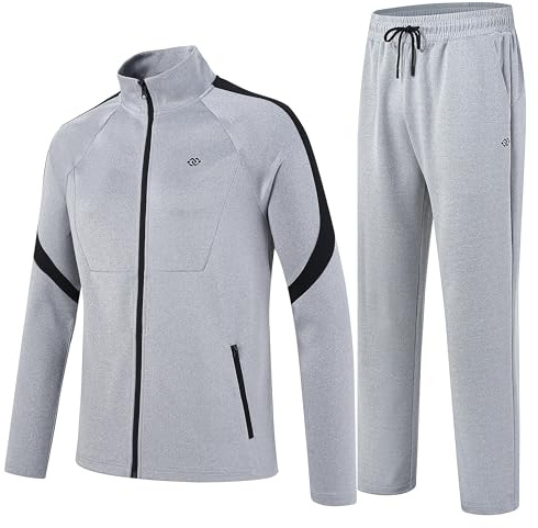 MoFiz Tuta Completo Sportivo Uomo Tennis Abbigliamento Palestra con Cerniera per Attività all'aperto Grigio L