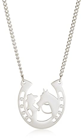 LIKGREAT Flicka och häst hänge halsband hästälskare halsband charm vänskap smycken rostfritt stål hästgåvor för flickor kvinnor födelsedag årsdag, Ajustable, Rostfritt stål, Ingen ädelsten