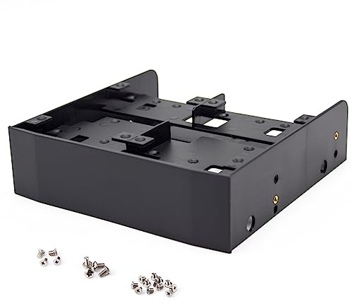 2.5/3.5 HDD/SSD to 5.25 Floppy Drive Bay Mounting Bracket, Fits 6 x 2.5 HDD/SSD or 2 x 2.5 HDD/SSD + 1 x 3.5 HDD, Supports 7mm - 15mm 2.5 HDD