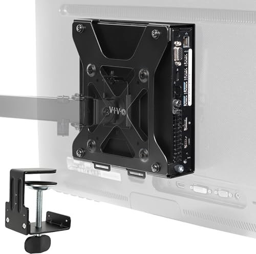 VIVO VESA Behind Monitor Mount Designed for Dell OptiPlex Micro CPU, Computer Monitor Arm, Hidden Screen Mount on Back of Monitor Stand with Desktop Clamp Option, Black,