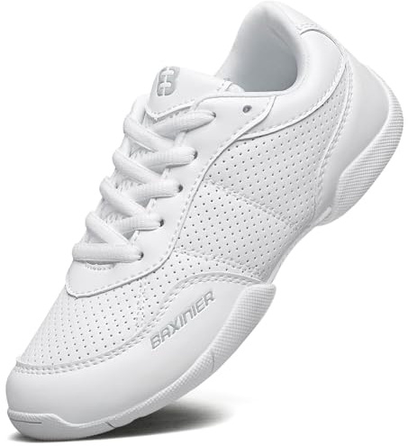 FUQIAO White Cheerleading Shoes for Girls Lightweight Competition Cheer Shoes Kids Dacne Sneakers, White 11 Little Kid