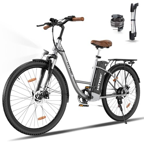 HITWAY Elektrofahrrad Damen 28 Zoll, E-Fahrrad Pedelec, Städtisches Pendler E-Bikes, 36V/13Ah Abnehmbarer Akku, 25km/h Höchstgeschwindigkeit, 7-Gang-Getriebe, City Ebike Bis Zu 35-90km