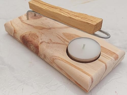 Brûleur Palo Santo avec nœud de sorcière, tiges métalliques, bougie, palo santo et encens