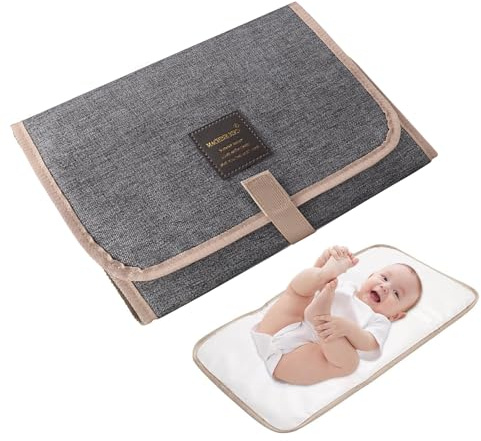 Tapis à langer pour bébé - Imperméable, tapis à langer pliable pour voyage, maison et utilisation en déplacement - Tapis à langer facile à nettoyer (gris)