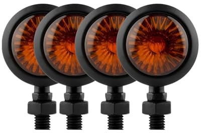 Intermitentes Homologados de Moto Retro Cromo Bala - Señales de Giro Indicador para Motocicleta (4PCS Black)
