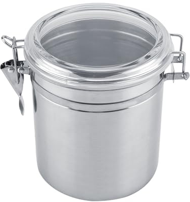 Tomotato Stainless Steel Coffee Airtight Canister, Food Storage Container with Clear Lid, Vacuum Sealed Storage Jar for Coffee Beans, Ground Coffee, Tea, Sugar (L-1450 ml)